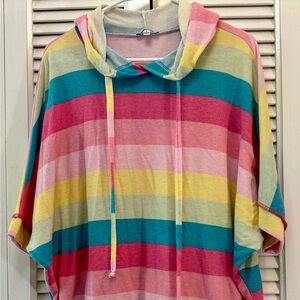 White Birch Strip Hooded Shirt size L